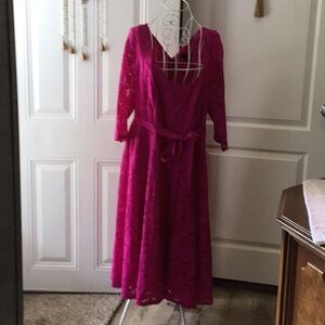 Lane Bryant Pink A-Line 3/4 Sleeve Dress